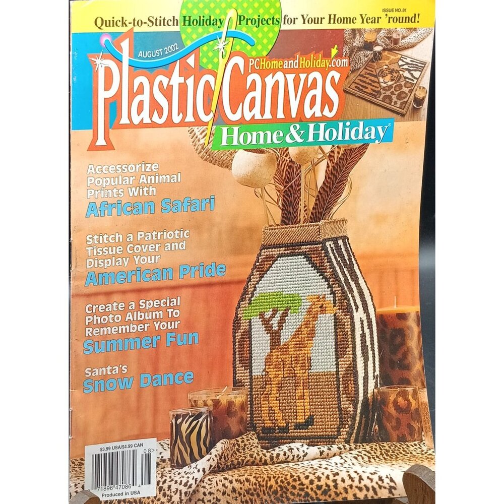 Plastic Canvas Home & Holiday Magazine August 2002 African Safari Patterns